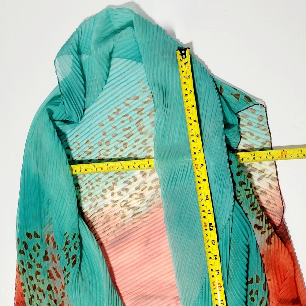 Linda Anderson Hawaiian Tropical Floral Cheetah Print Kimono Wrap Duster (M**) - Picture 7 of 10